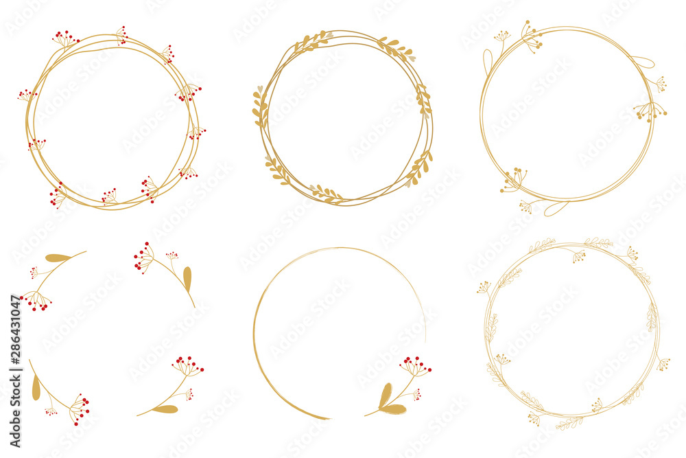 minimal golden dandelion wreath frame collection for christmas or wedding eps10 vector illustration minimal golden dandelion wreath frame collection for christmas or wedding eps10 vector illustration