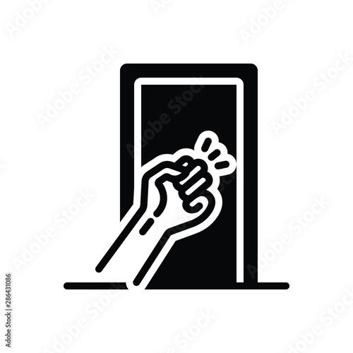 Black solid icon for knock rap