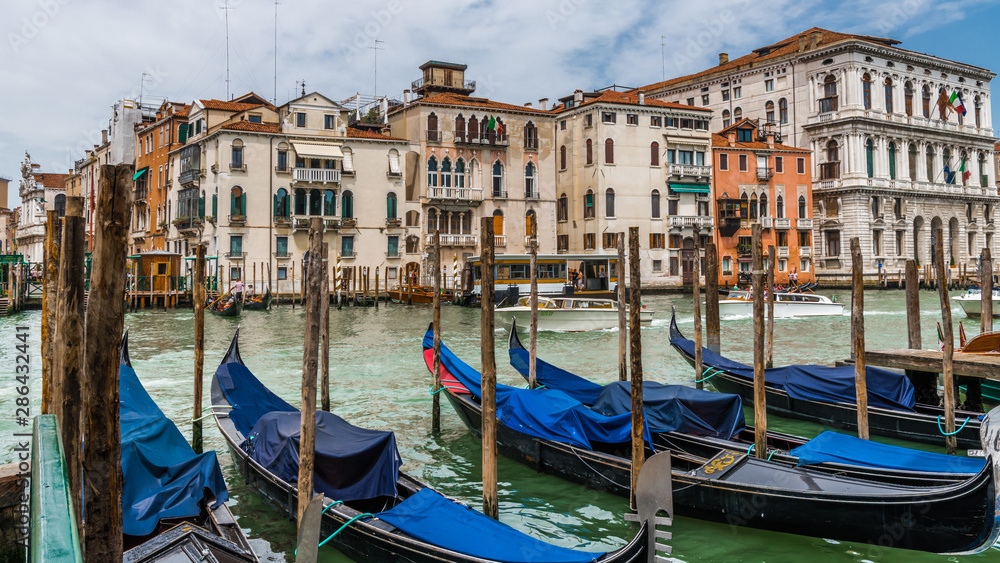 Berth with gondolas on the Grand canal