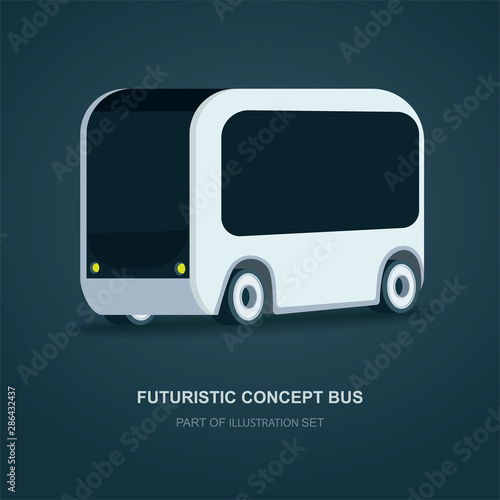 Futuristic bus. Future city bus concept vector illustration. Future electric transport. 