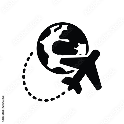 Black solid icon for abroad 
