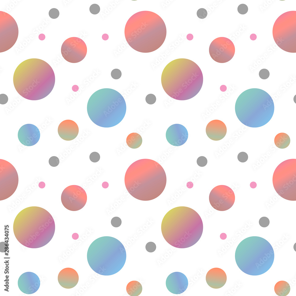 Abstract seamless polka dot cute pattern. Vector illustration for cool baby summer design. Color dots isolated on white background
