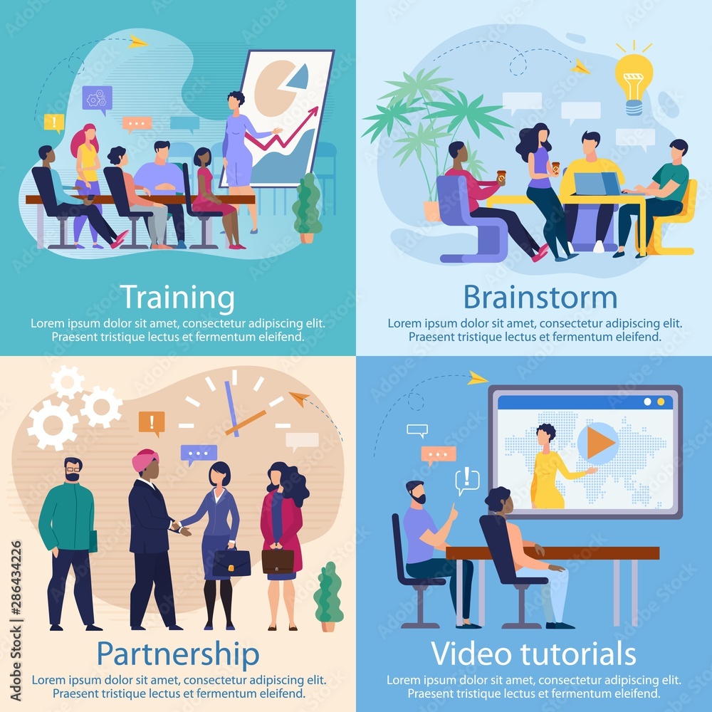 Fototapeta premium Set Advertising Poster Video Tutorials, Lettering.