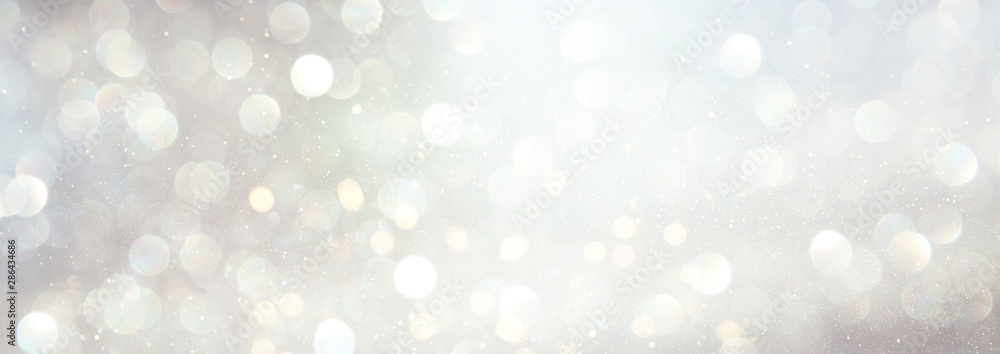 background of abstract glitter lights. silver and gold. de-focused. banner - obrazy, fototapety, plakaty 