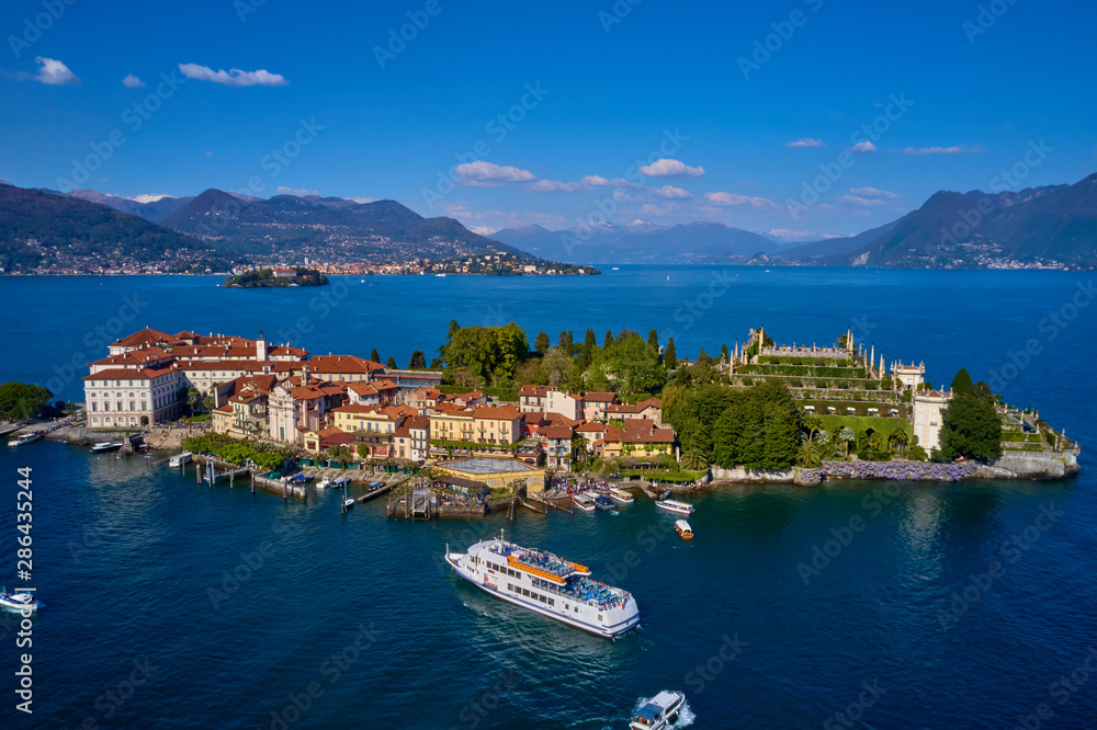 custom made wallpaper toronto digitalThe famous island of Isola Bella. Aerial photography with drone, lake Maggiore, Italy.