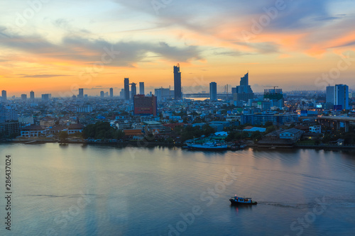 bangkok cityscape and Chaw Phraya river