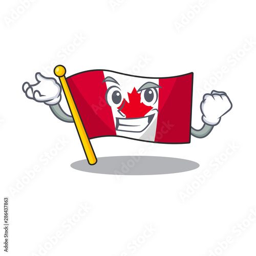 Successful canadian flag fluttering on mascot pole photo