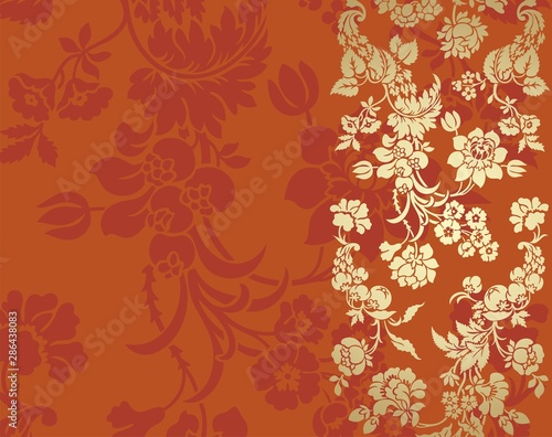 Colorful paisley floral pattern , textile swatch , India	