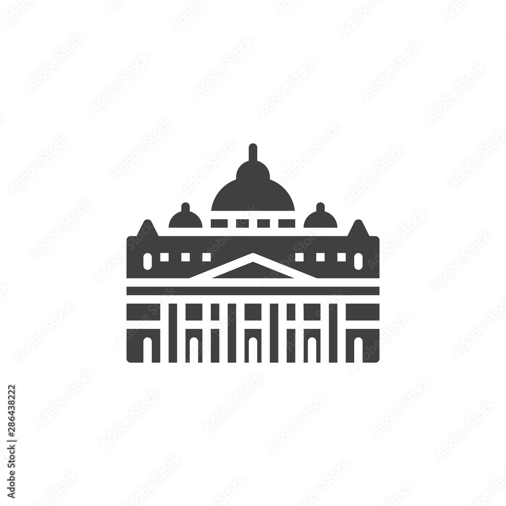 Vatican famous landmarks vector icon. filled flat sign for mobile concept and web design. Vatican city buildings travel glyph icon. Symbol, logo illustration. Vector graphics
