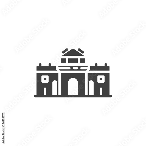 Madrid famous landmarks vector icon. filled flat sign for mobile concept and web design. Spain cities buildings glyph icon. Europe travel symbol, logo illustration. Vector graphics
