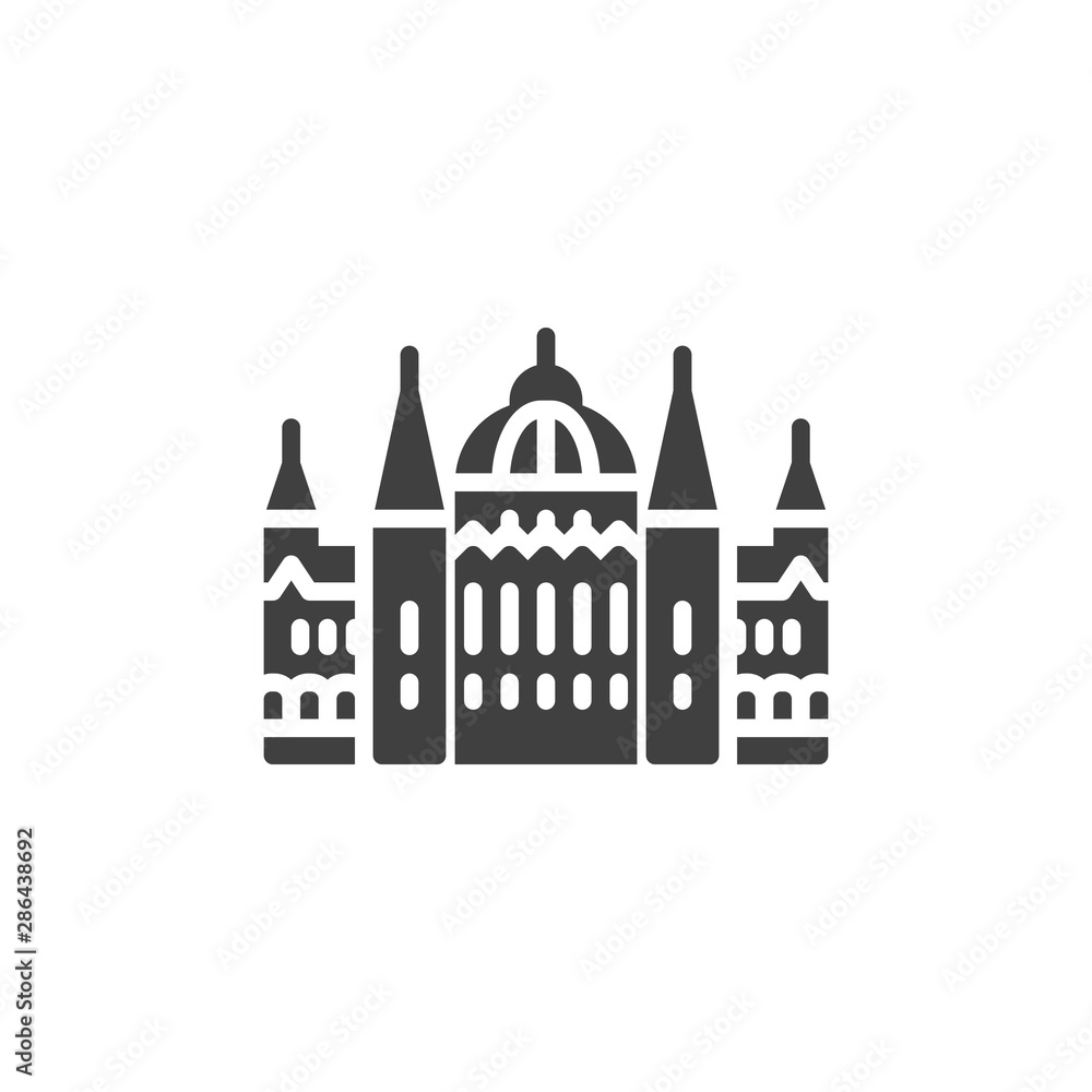 Budapest famous landmark vector icon. filled flat sign for mobile concept and web design. Hungary City buildings glyph icon. Europe travel symbol, logo illustration. Vector graphics