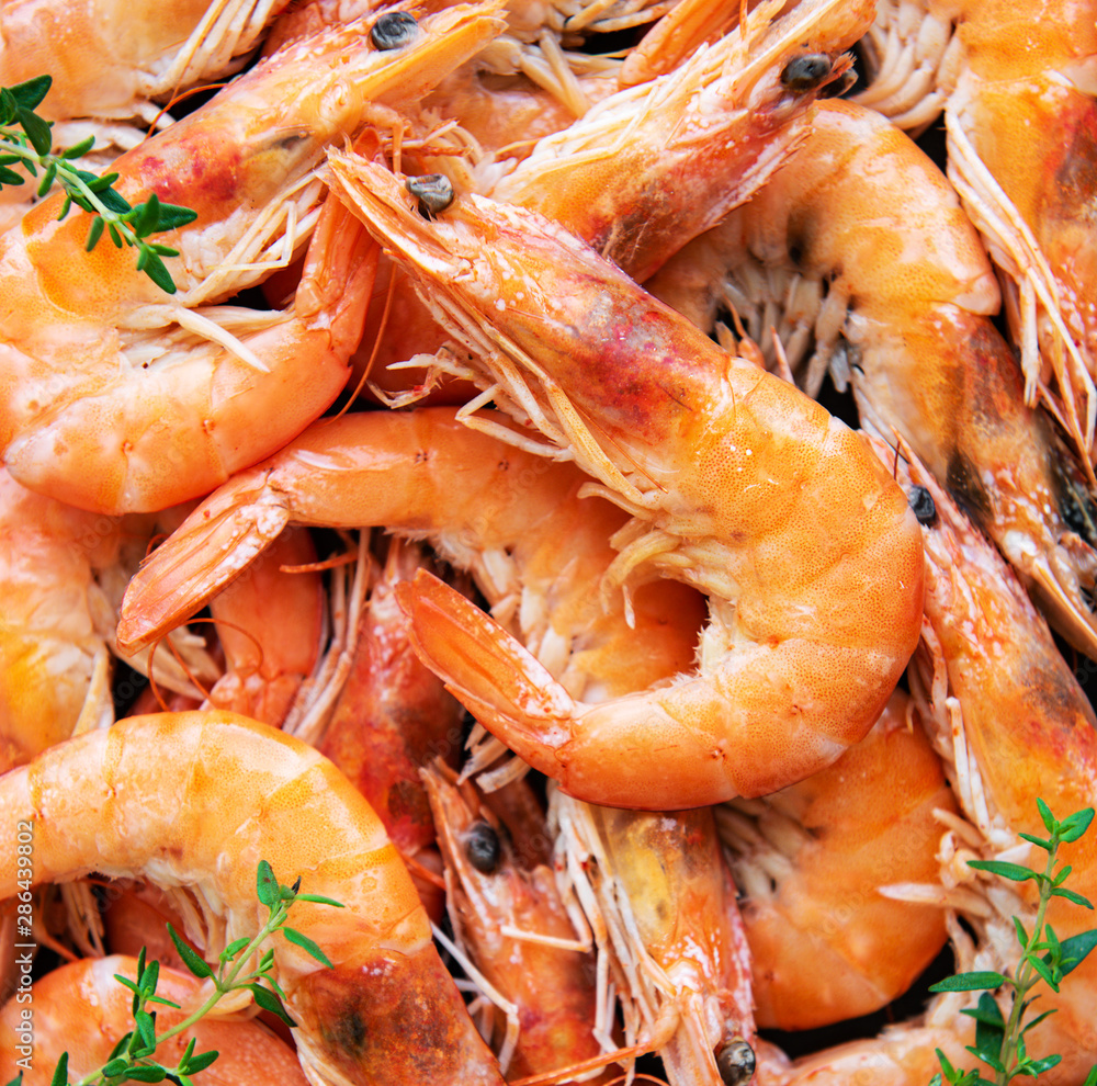 Shrimps as a food background Shrimps as a food background