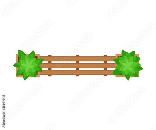 Wooden bench. View from above. Vector illustration on a white background.