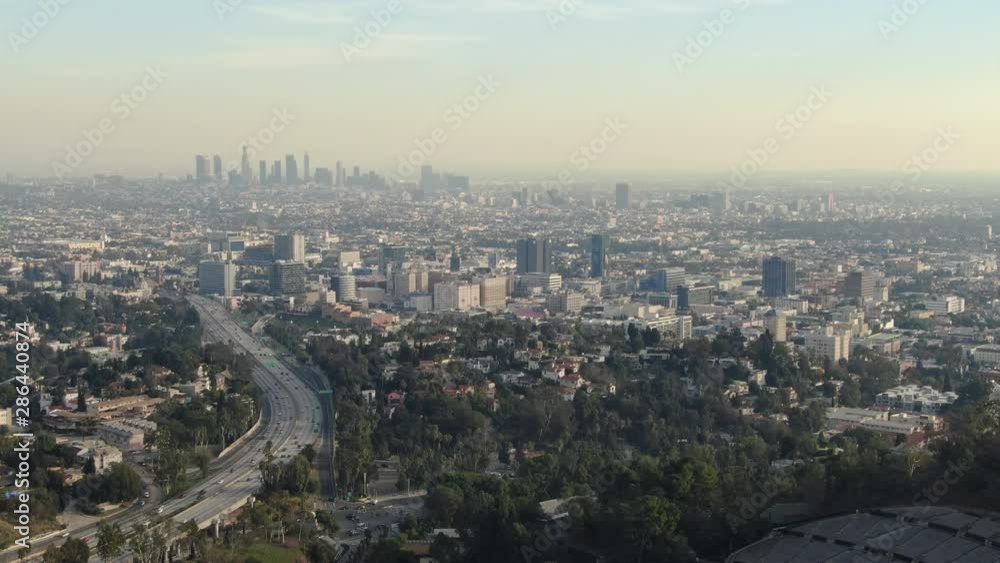 Aerial Establish Shot of Los Angeles from Hollywood California USA Aerial Establish Shot of Los Angeles from Hollywood California USA