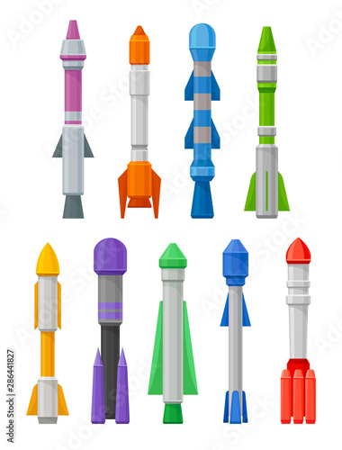 Set of missiles. Vector illustration on a white background.