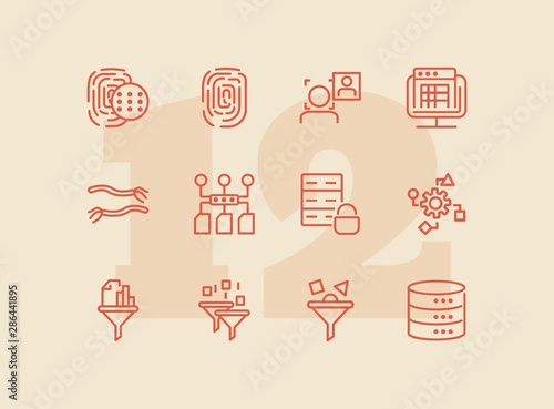 Empiric method line icon set. Fingerprint, data safety, face detection. Modern technology concept. Can be used for topics like data storage, app development, filter