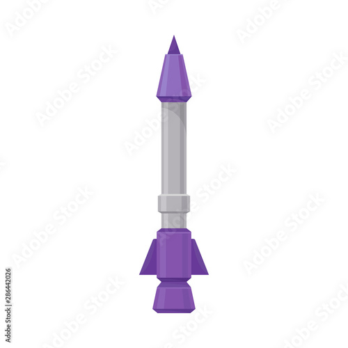 Gray with purple missile. Vector illustration on a white background.