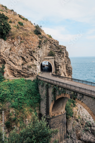  old bridge on the amalfi coast and rock tunnels
