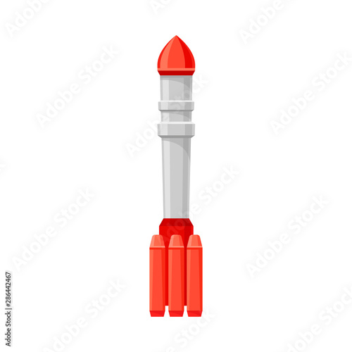 Gray missile with red details. Vector illustration on a white background.