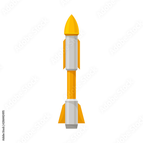 Gray with yellow missile. Vector illustration on a white background.