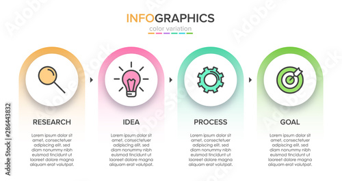 Infographic design with icons and 4 options or steps. Thin line vector. Infographics business concept. Can be used for info graphics, flow charts, presentations, web sites, banners, printed materials.