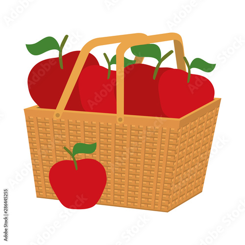 fresh apples fruits in basket straw