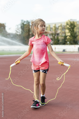 Front view of girl with jumprope