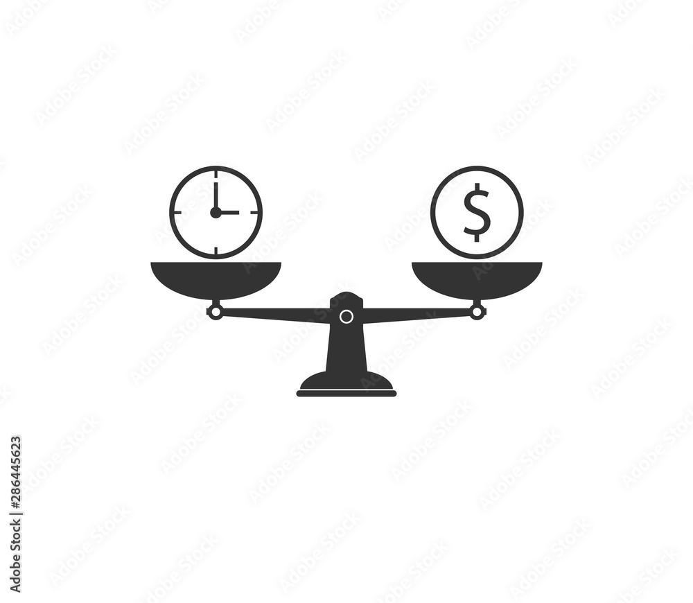 Dollar, time, scale icon. Vector illustration, flat design. Dollar, time, scale icon. Vector illustration, flat design.