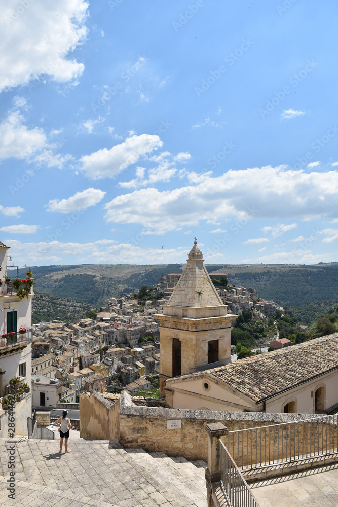 A tourist trip in the old Sicilian city of Ragusa, in Italy