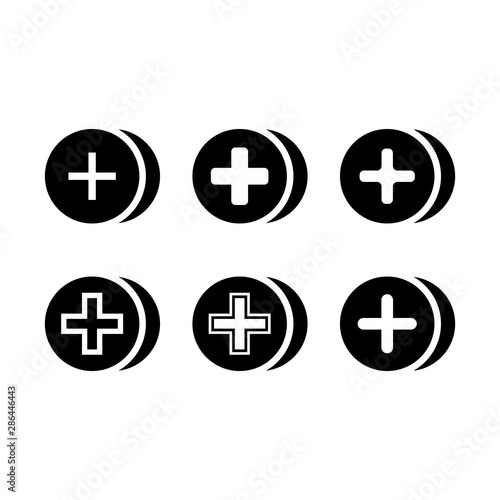 plus and positive in round buttons illustration