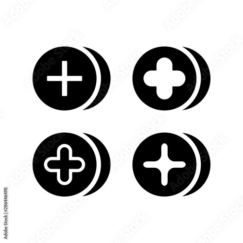 plus and positive in round buttons illustration