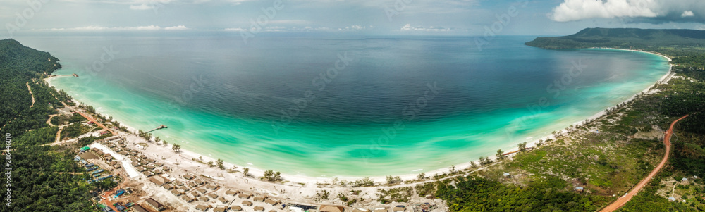 Koh Rong island from above, beach and sunset, in Cambodia Sihanoukville Koh Rong island from above, beach and sunset, in Cambodia Sihanoukville