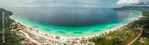 Koh Rong island from above, beach and sunset, in Cambodia Sihanoukville photo