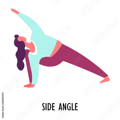 Side angle pose, yoga asana or position, sport or fitness