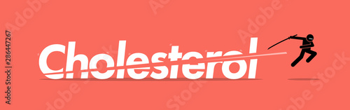 Cutting cholesterol for healthy lifestyle. Vector artwork concept of healthy diet, manage cholesterol level, and reduce risk of heart disease.