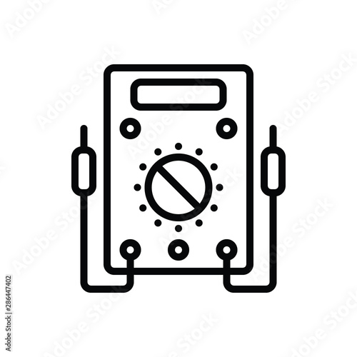 Black line icon for voltmeter 