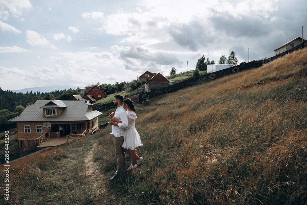 Obraz premium bride and groom in the mountains