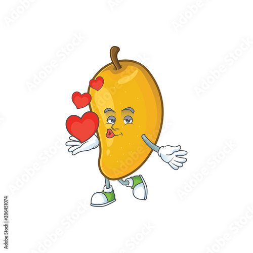 With heart character mango fruit with cartoon mascot photo