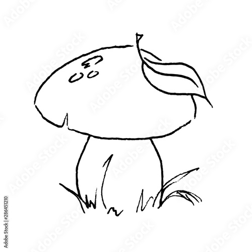 Outline drawing autumn mushroom-the boletus hand drawn vector illustration. Sketch food drawing isolated on white background.