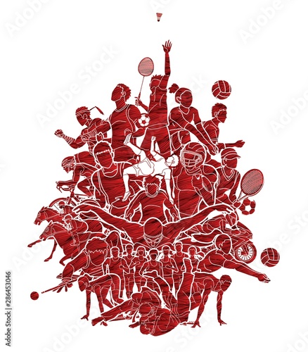 Sport Players, Different sports cartoon graphic vector.