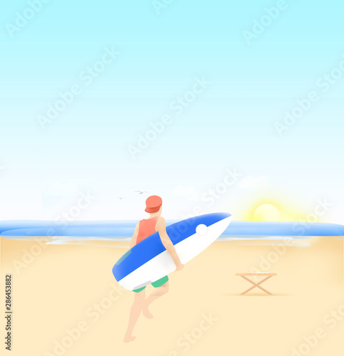 Surfing, beach, beach, summer, summer, summer, hot, hot, sun, sunbathing, tourism, vacation, holiday, travel, ocean, sea, sunny, flying, playing, playing, skateboarding, illustration,