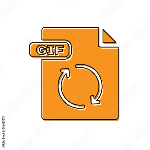 Orange GIF file document. Download gif button icon isolated on white background. GIF file symbol. Vector Illustration