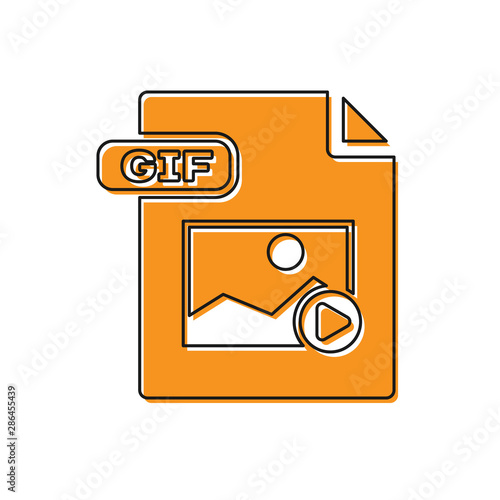 Orange GIF file document. Download gif button icon isolated on white background. GIF file symbol. Vector Illustration
