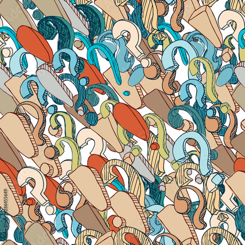 Seamless pattern doodle questions and exclamation marks