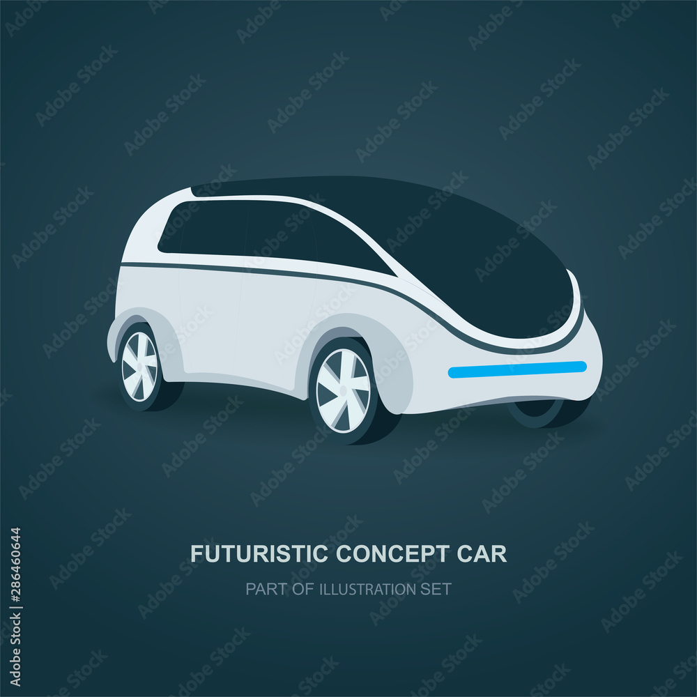 Futuristic car. Future concept automobile illustration. Modern car vehicles. Part of set.