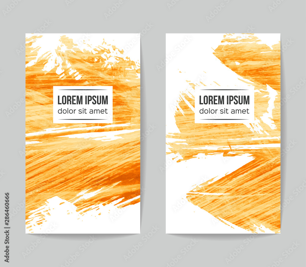 Naklejka premium Set of vector business card templates with brush stroke background.