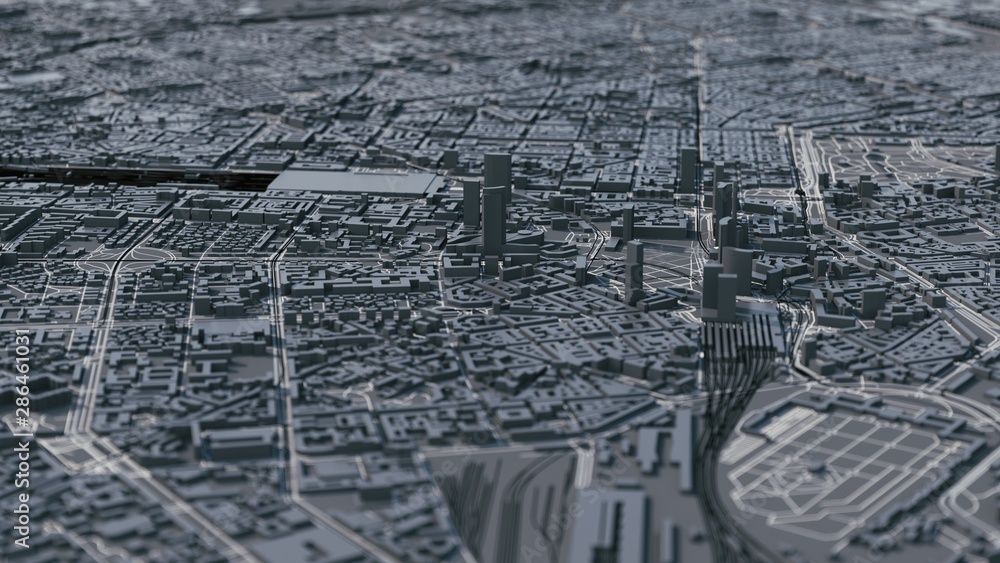 Obraz premium Milan city 3d map. 3d map of Milan city