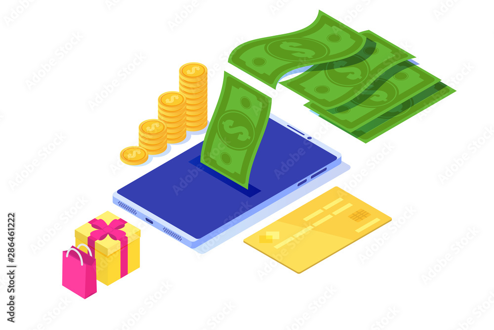 Money cash back concept. Isometric vector illustration. Money cash back concept. Isometric vector illustration.