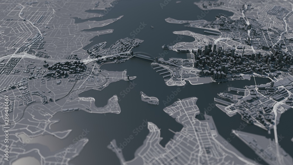 Fototapeta premium Sydney city map. 3d map of Sydney. 