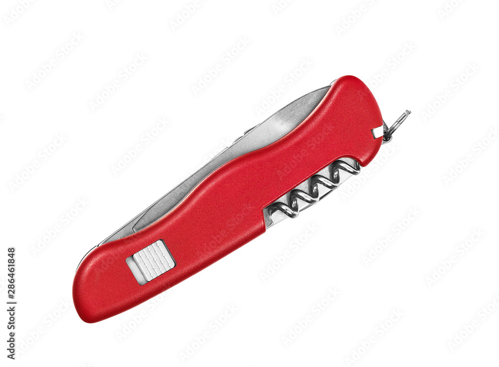 Penknife with a corkscrew on an isolated white background Penknife with a corkscrew on an isolated white background